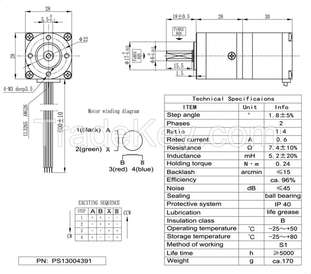 Planetary Gearbox Ratio 3~4:1 with NEMA 11 L=30mm Stepper Motor
