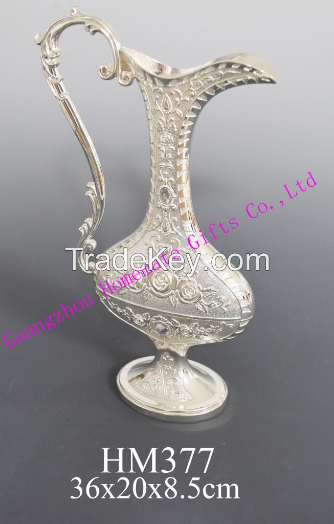 home decoration silver plated  exquisite pot vase