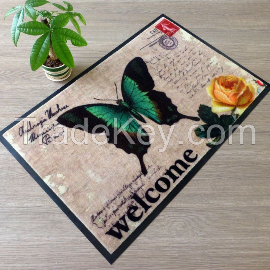 non-slip entrance printed door mat with pvc backing