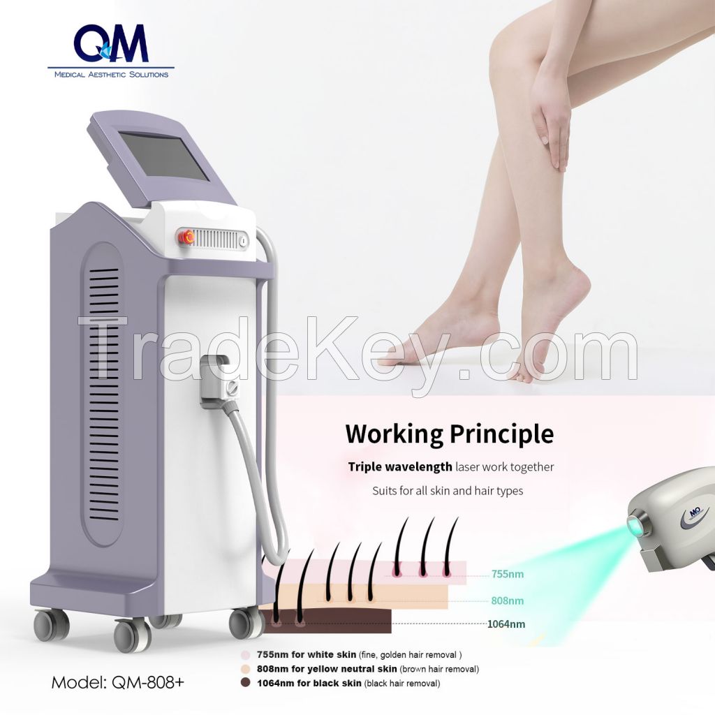 Triple Wavelength 755nm+808nm+1064nm Diode Laser Hair Removal System