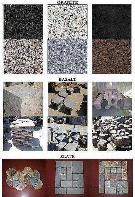 granite, basalt, slate