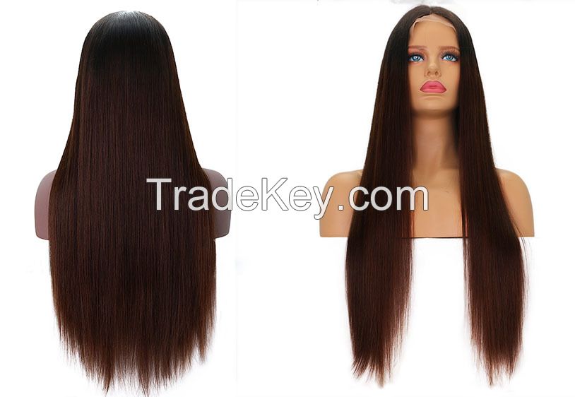 best selling long straight brown hair human wigs for black women