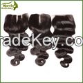 Brazilian lace 4*4 closure/frontal human virgin straight wave