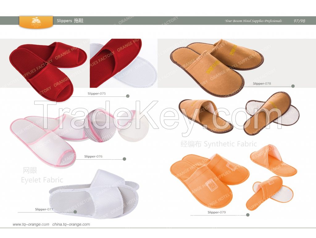 Hotel Eyelet Fabric slippers, Synthetic Fabric slippers