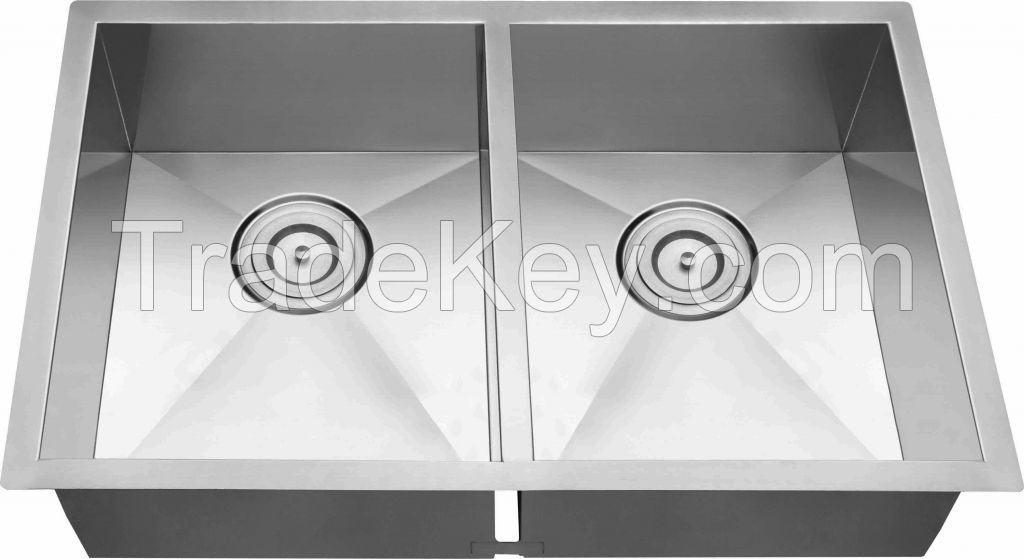 cUPC certified double bowl 18 gauge undermount handmade stainless steel sink # S3219