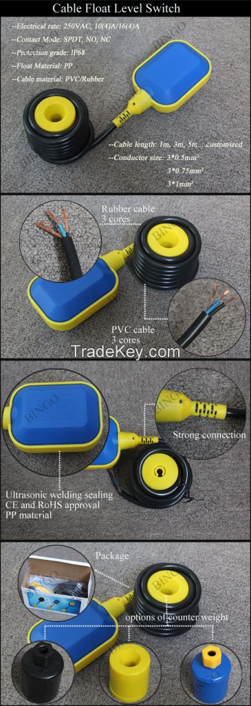 Cable Float level Switch for Submersible Pump