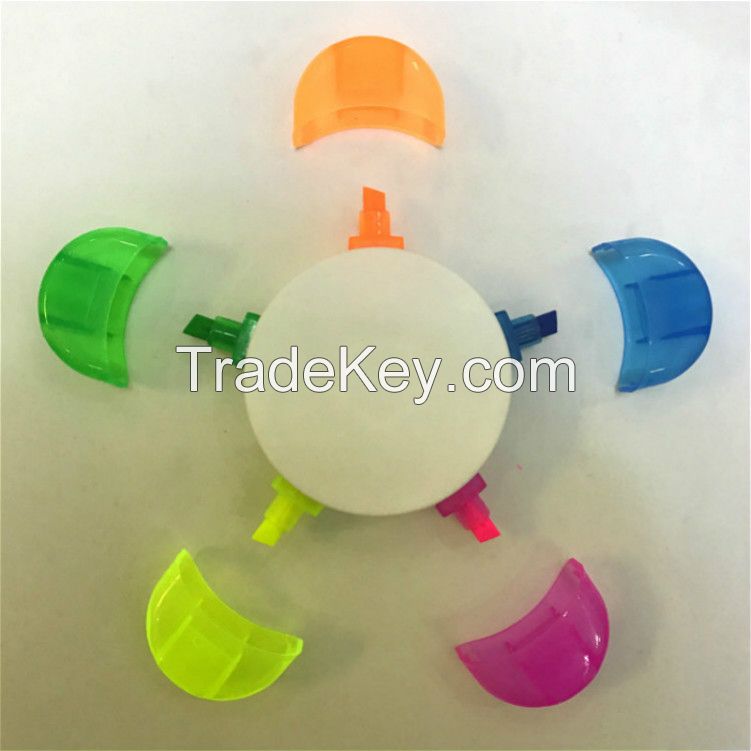 2017 Hot promotional flower shape colorful highlighters 5 in1