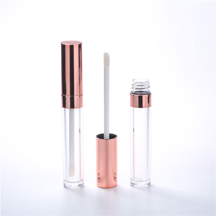 Empty custom clear slim plastic rose gold lip gloss tubes