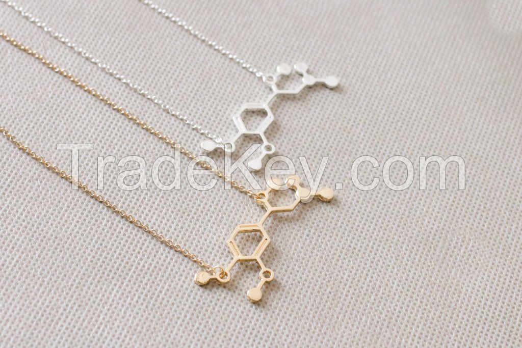 ADRENALINE MOLECULE PENDANT CHARM NECKLACE