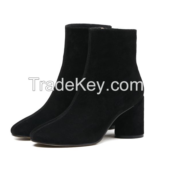 New Style Women's Shoes Black Suede Ankle Boots