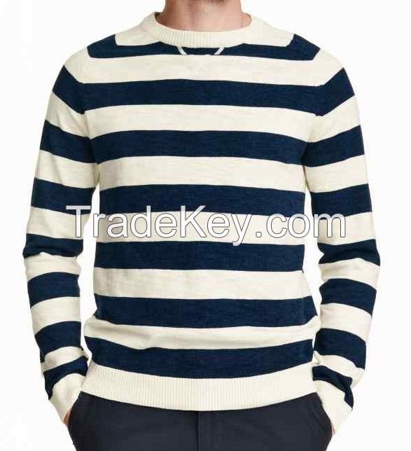 Men's Knit Long Sleeve Striped Sweater 