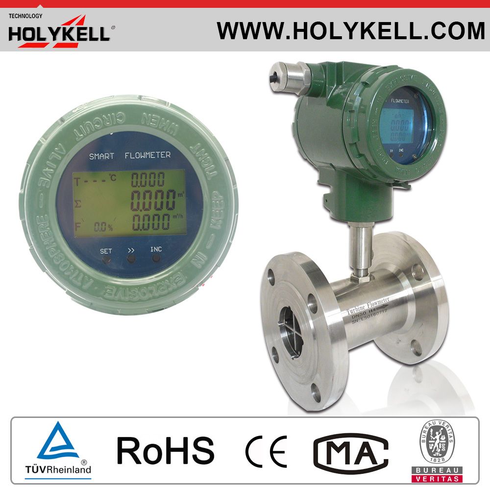 Holykell high accuracy digital diesel flow meter turbine fuel oil Flow meter