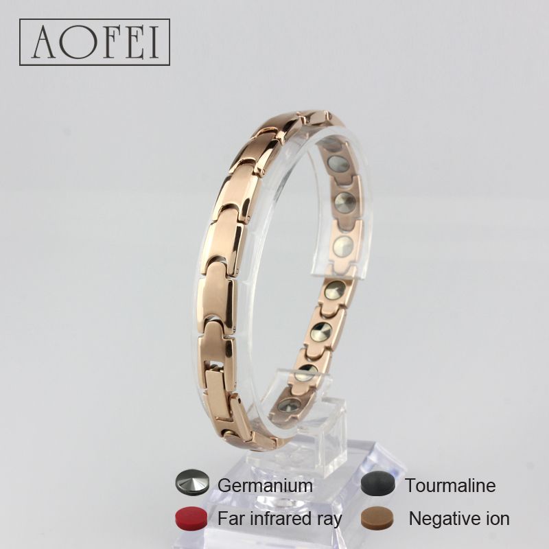 Fashion health gold and rose gold titanium germanium bracelet