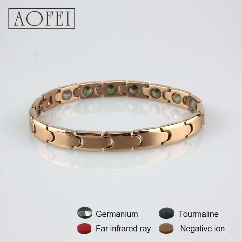 Fashion health gold and rose gold titanium germanium bracelet