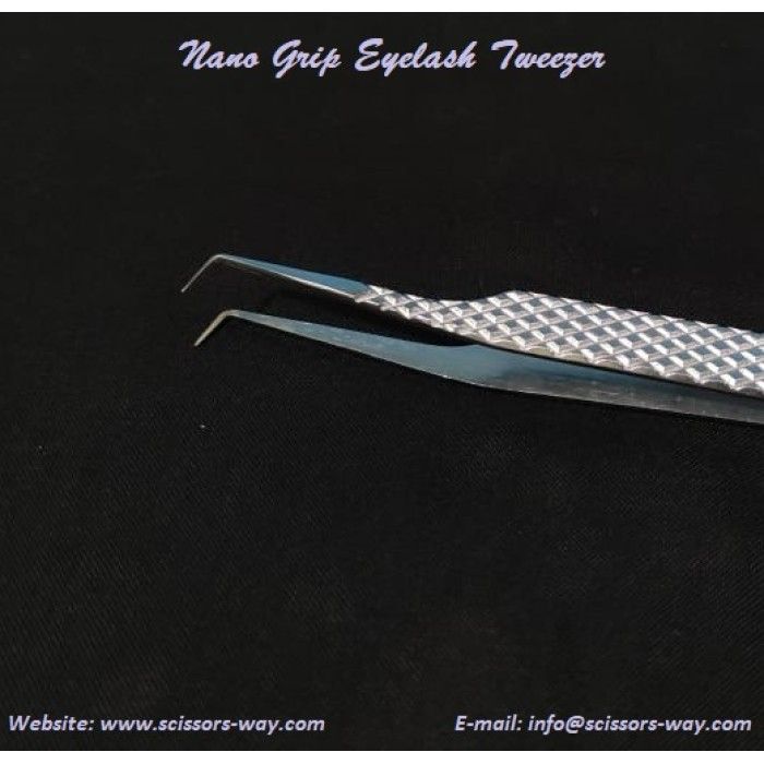 Nano Fiber Tip Eyelash Extension Tweezers Diamond Grip Handle Private Label