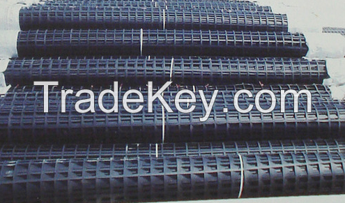 Steel plastic geogrid 20KN-150KN for road construction reinforcement