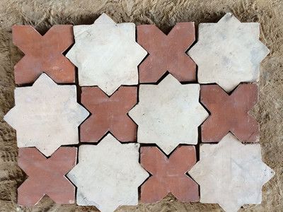 Octangle with Cross Handmade Antique Terracotta Floor Tile 