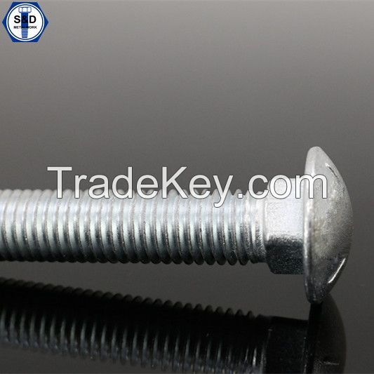 Carriage Bolt with Mushroom Head and Square Neck, Half/Full/UNF/UNC Thread Type