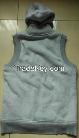 High Quality cheap warm autumn Men's hoody vest with sherpa lining