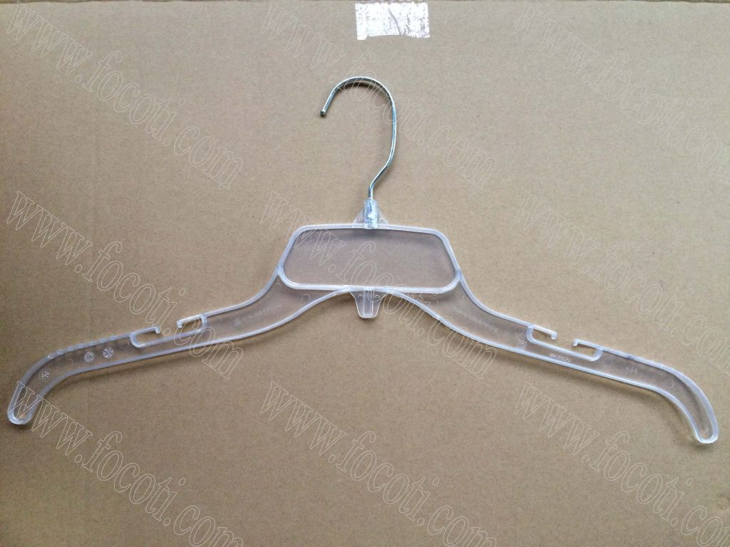 VICS/GS1 plastic hanger metal hook style 485/484/479 garment hanger clear hanger