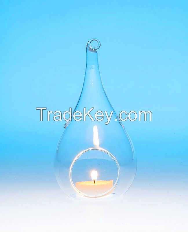 Clear Hanging Glass Teardrop Tealight Candle Holder,Teardrop terrarium glasses