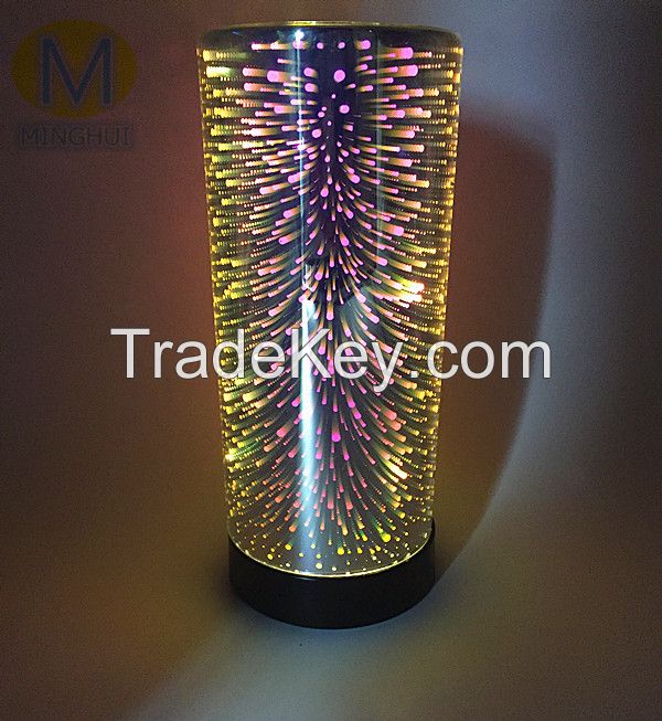 Battery powered 3D glass light, 3D Firework Table Lamp, decorative light
