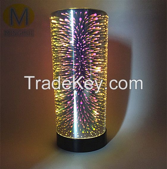 Battery powered 3D glass light, 3D Firework Table Lamp, decorative light