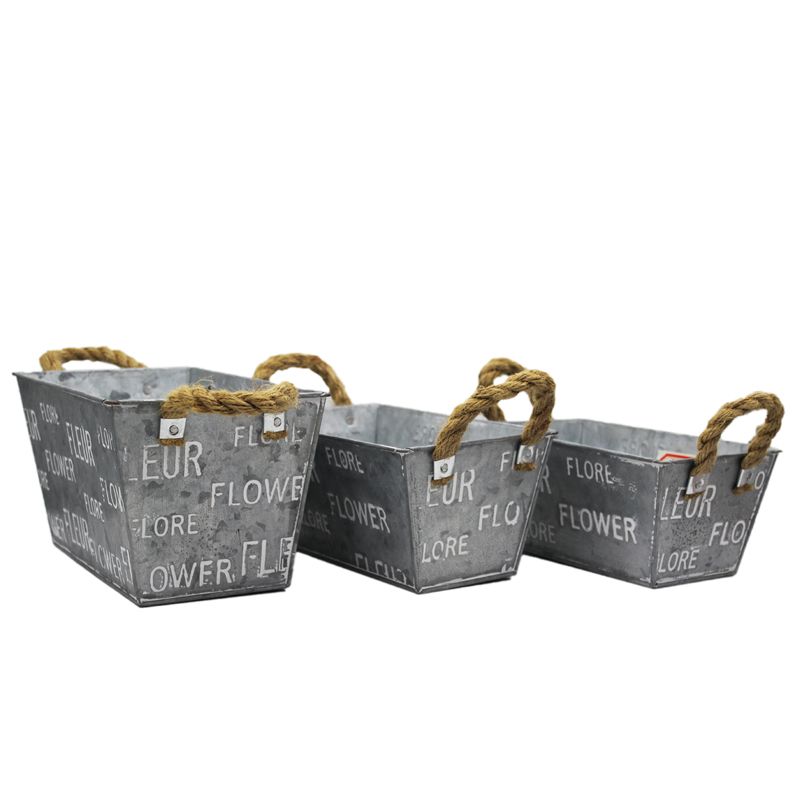 Galvanized iron flower pot for gardening