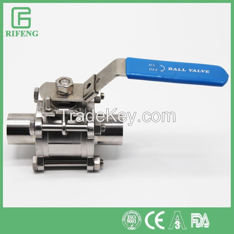 Sanitary Stainless Steel 3pc Ball Valve