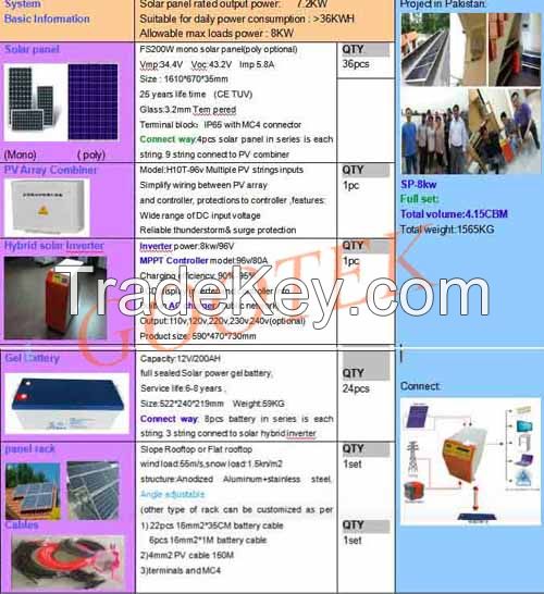 Gootek off Grid 8kw Solar Power System 