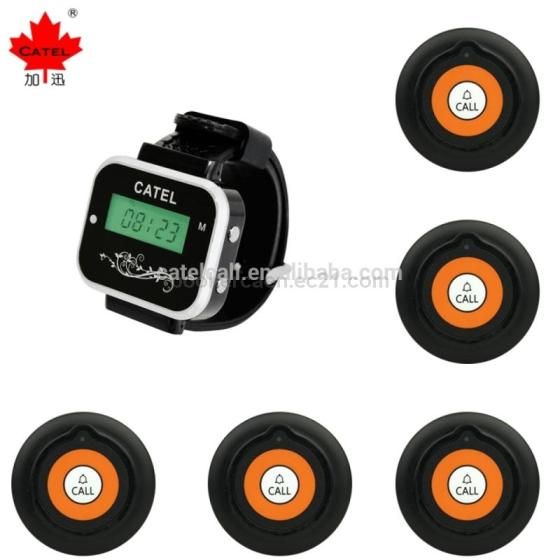 Ctw05 Restaurant Wireless Calling System With Wrist Watch Pager/ Work With Call Buttons 