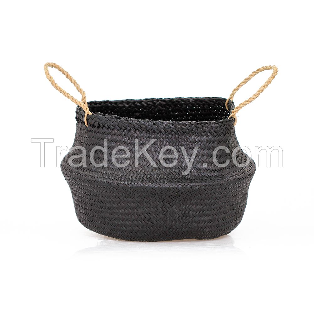 Black color seagrass basket/ storage basket/ belly seagrass basket