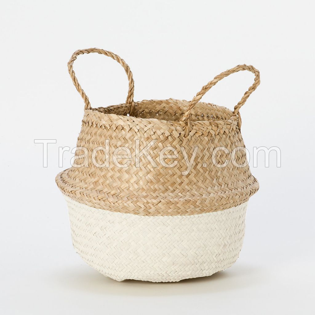 Color dipped bottom seagrass basket/ storage basket/ belly seagrass basket
