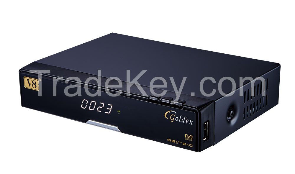 Freesat V8 Golden DVB S2 +T2/C HD Satellite Receiver with Biss Key, PowerVu