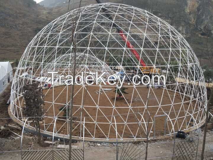 30m Large Glass Igloo Geodesic Dome Tent For Restaurant