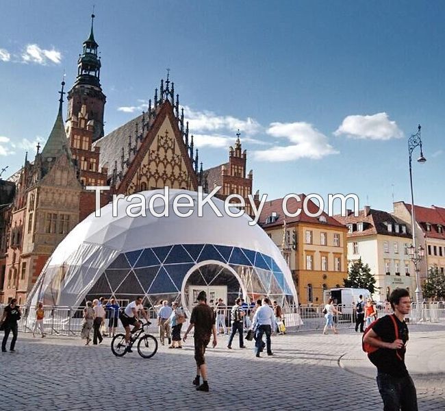 New Design Outdoor 15m Diameter Dome Exhibition Transparent Glass Half Geodesic Dome Tent