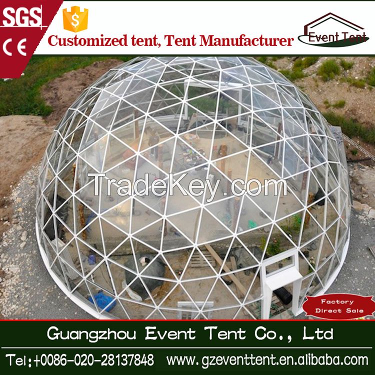 Steel frame transparent PVC geodesic dome tent for outdoor event