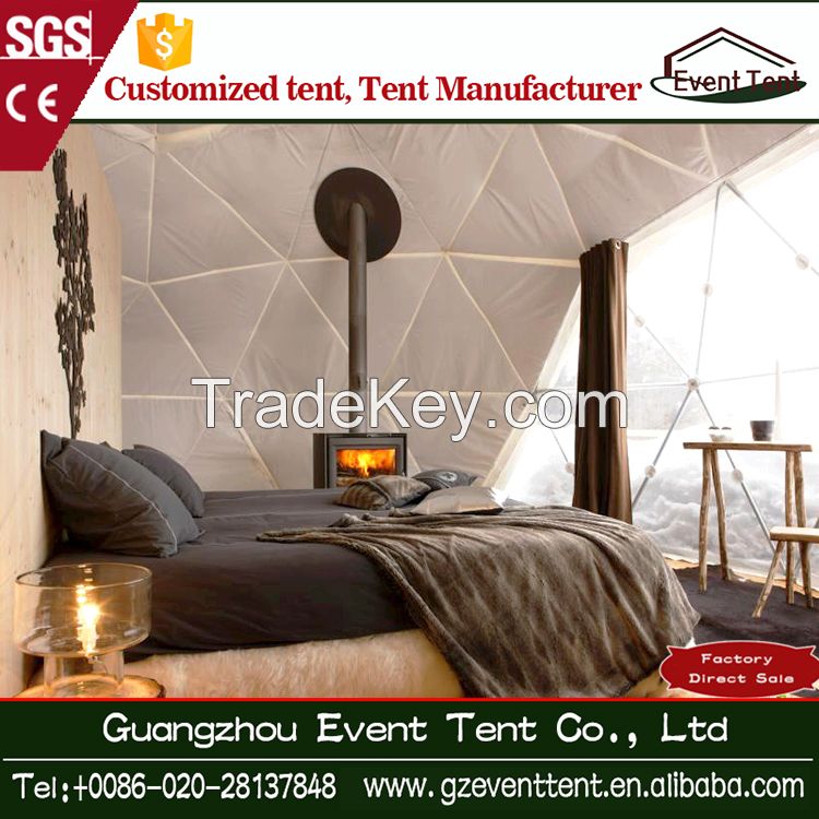 heat system PVC geodesic dome tent for cold area