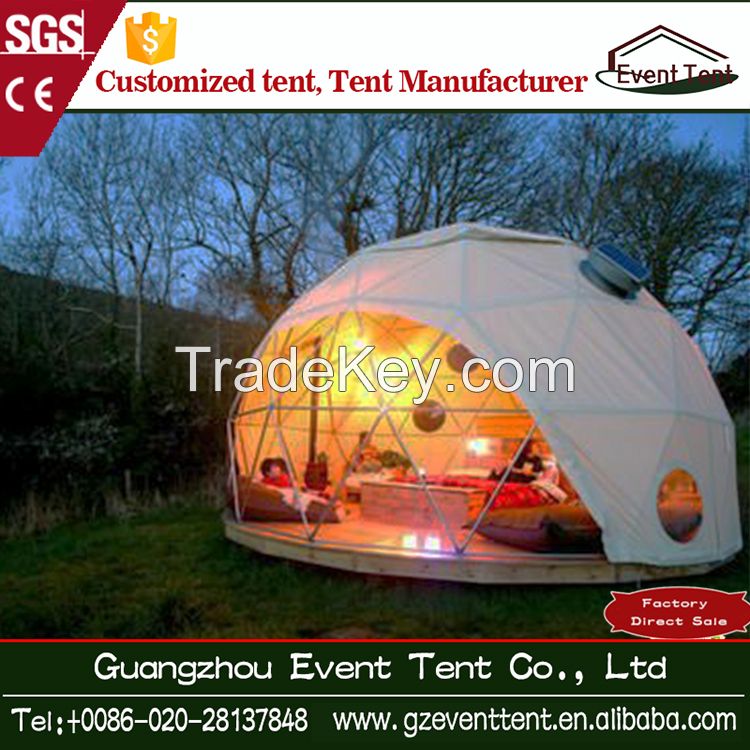 beautiful steel structure white PVC geodesic dome tent for holiday