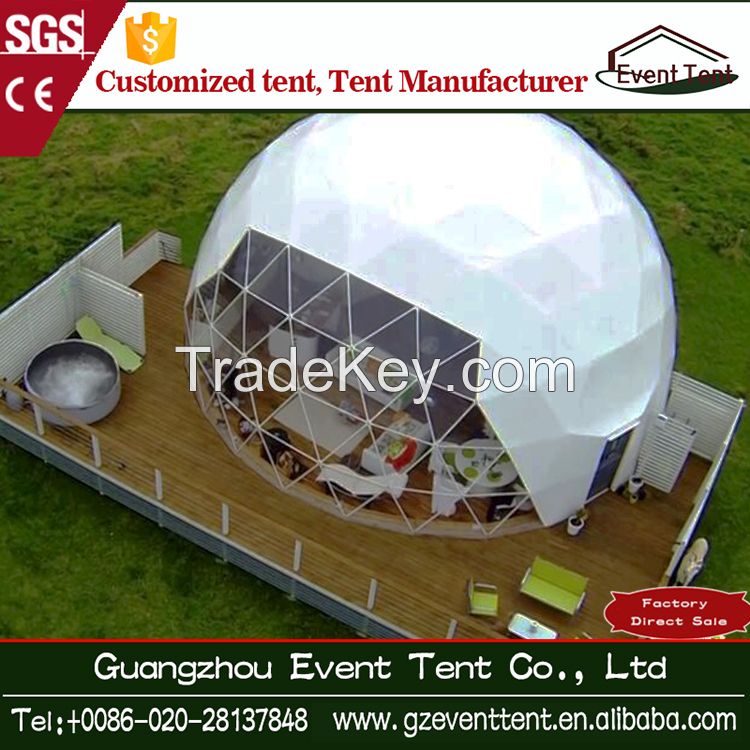 beautiful steel structure white PVC geodesic dome tent for holiday