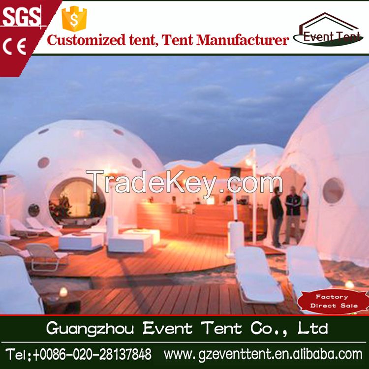 beautiful steel structure white PVC geodesic dome tent for holiday