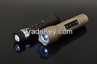 Professional design power bank beam flashlight wtih bluetooth speaker