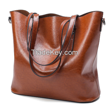 Women Handbag PU Oil Wax Leather Women Bag Large Capacity Tote Bag