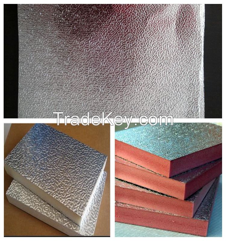 8011 H22 60micron*1020mm stucco embossed aluminum foil for Polyurethane foam panel