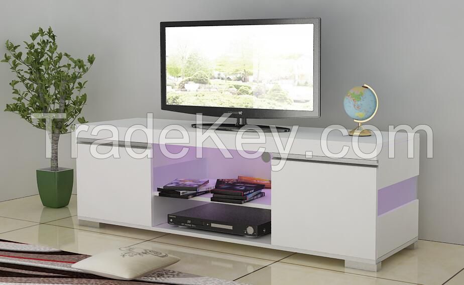 glossy tv stand with led light