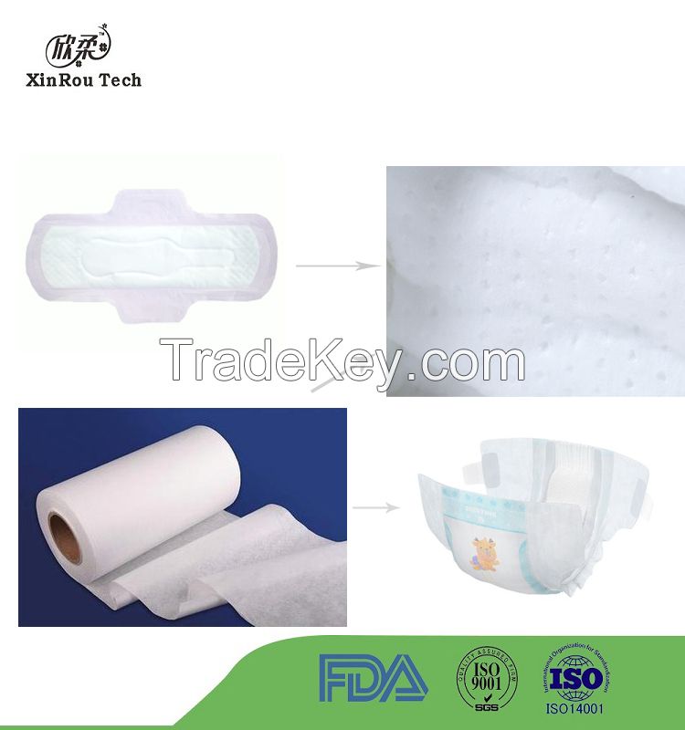 Soft 100% Cotton Spunlace Nonwoven for Sanitary Napkin or Baby Diaper