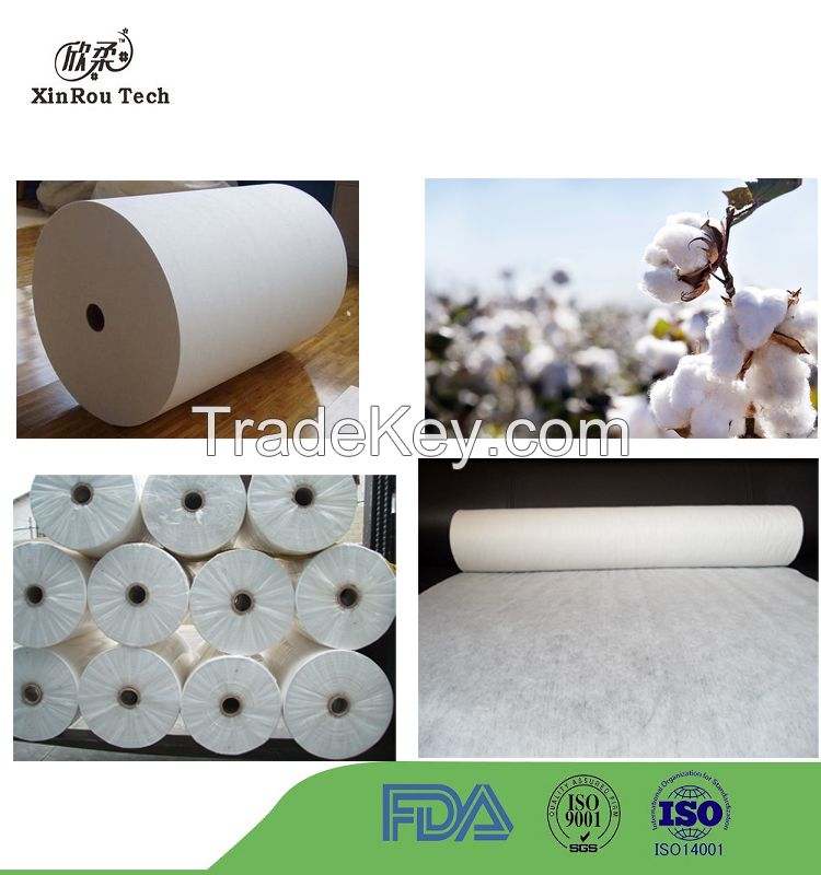 Soft 100% Cotton Spunlace Nonwoven for Sanitary Napkin or Baby Diaper