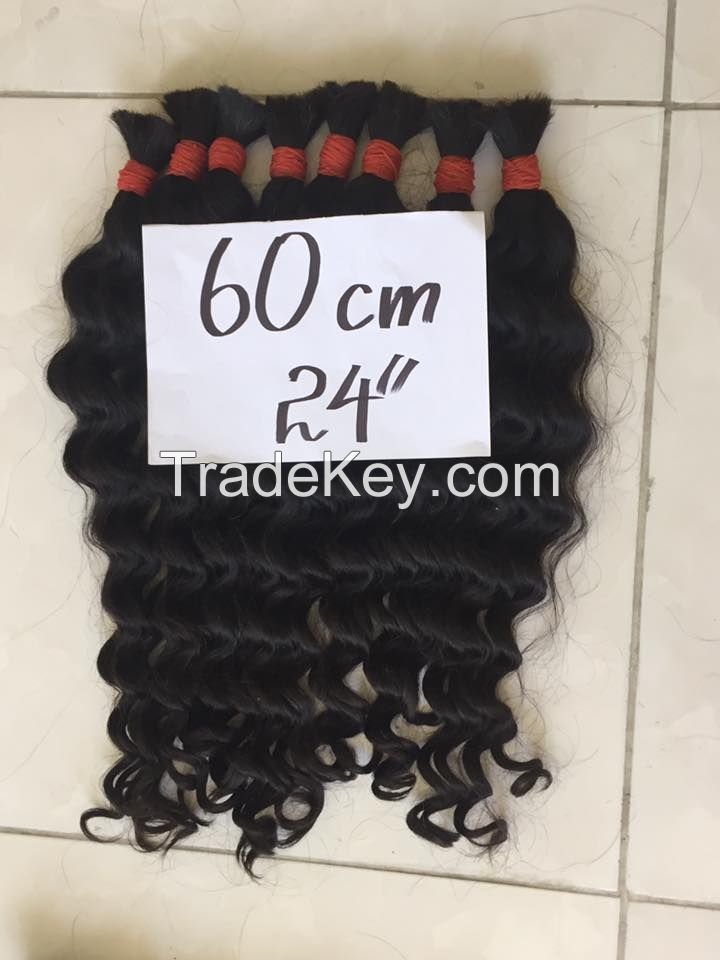 bulk double drawn hair - wavy 60cm 