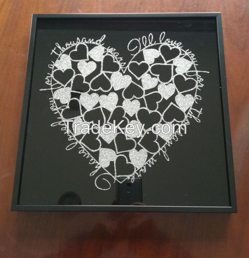 Valentine's Day Heart Print Frame Glass Cover hanging wall frame art