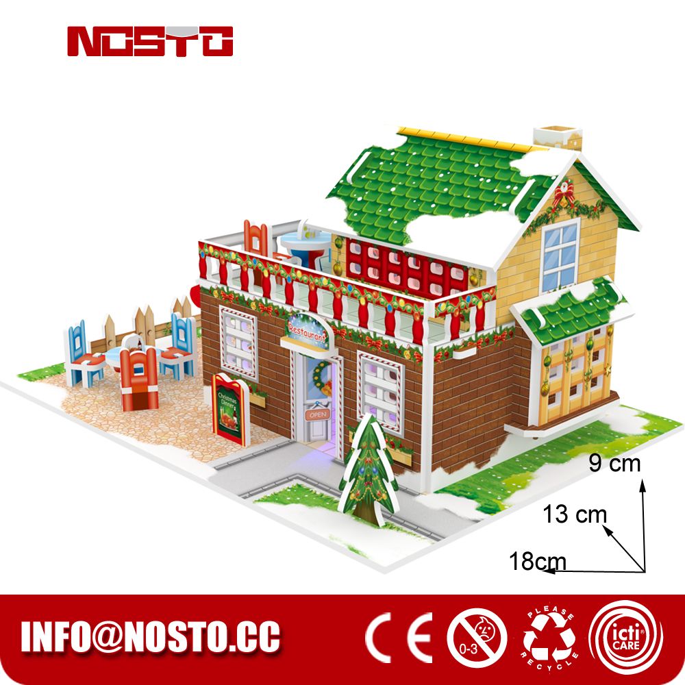 Holiday giftware for kids christmas house puzzle for souvenir gift